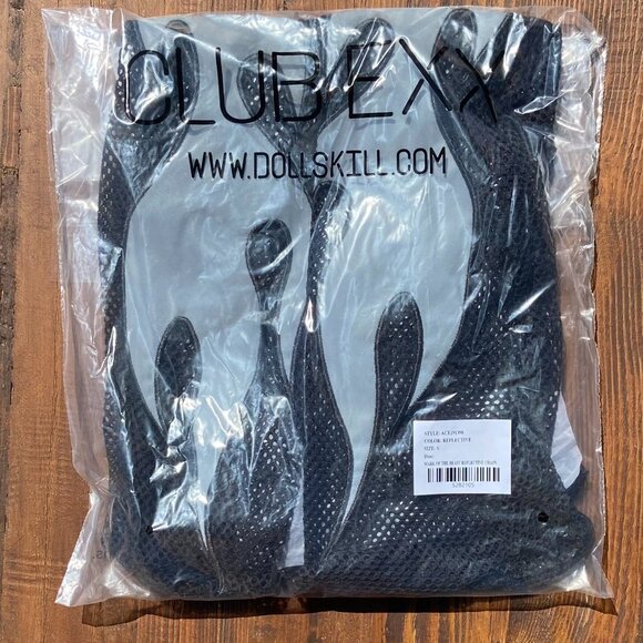 NWT Club Exx Black & Silver High Waist Reflective Fishnet Chaps with Buckle Clos - Picture 7 of 11